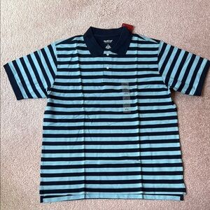 Northcrest Blue and Black Polo Shirt Classic Striped Design